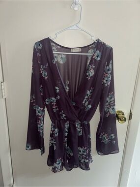 Altar’d State - Dark Purple Floral Romper - M/Medium